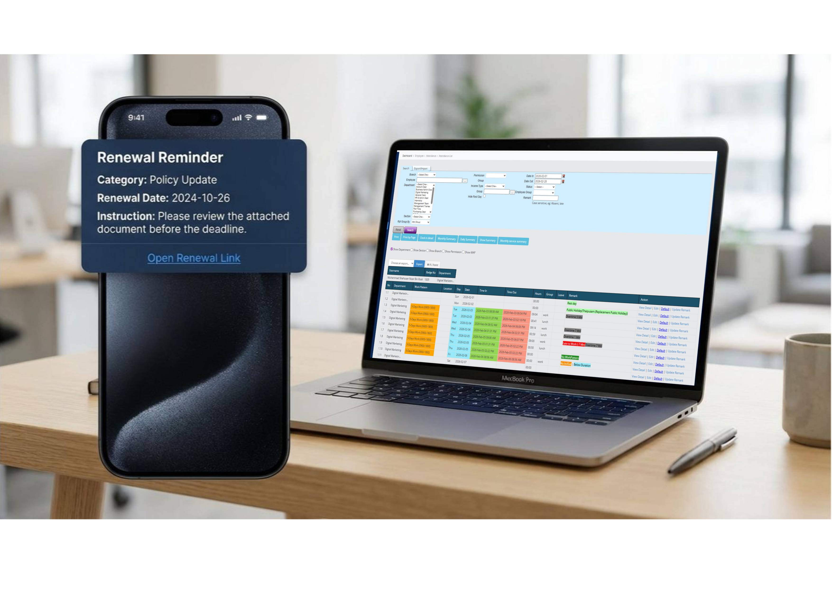 BizCloud CRM Followup Customer Reminder Dashboard