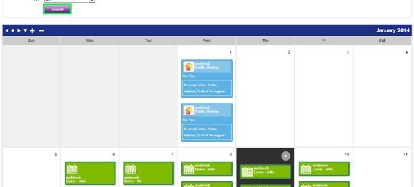 BMO e-Leave Calendar Setting